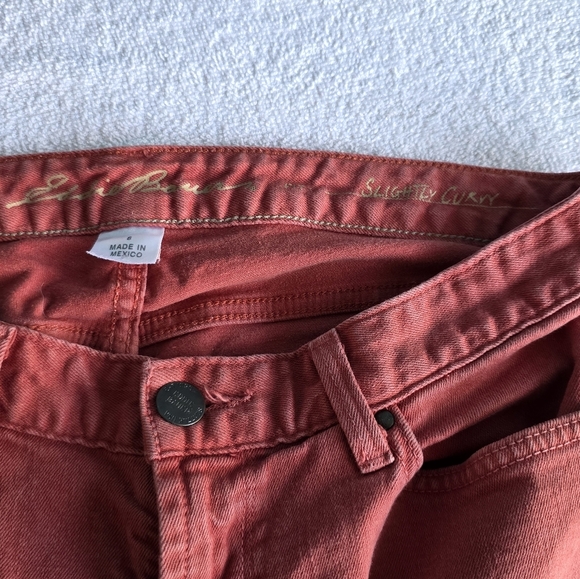 Eddie Bauer Red Jean Shorts Straight-Leg Denim Slightly Curvy - Picture 12 of 13